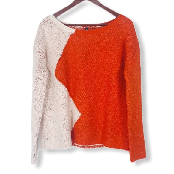 Plenty by Tracy Reese sweater red white color block boat neck long sleeve - Picture 1 of 6